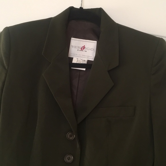 💚SOLD💚intage VERTIGO Paris Olive Green Blazer - Picture 2 of 7